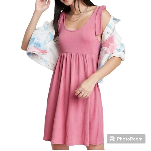 Wild Fable Pink Babydoll Mini Sundress Shoulder Tie Size Medium - Picture 1 of 10